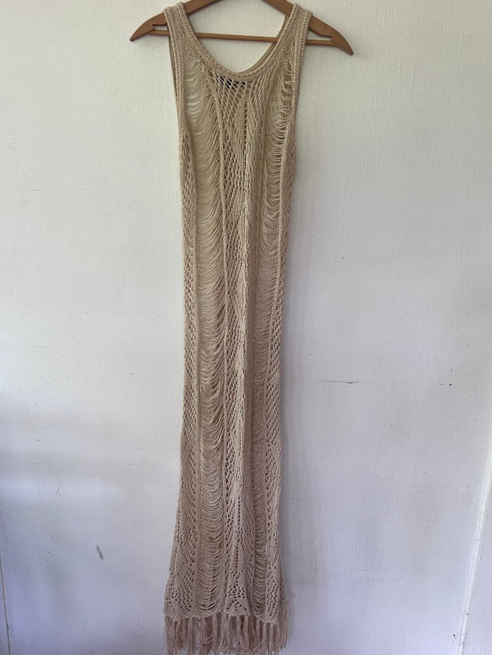 Haerbaragi Crochet Dress Womens Medium Coverup Fringe Festival Boho Coverup